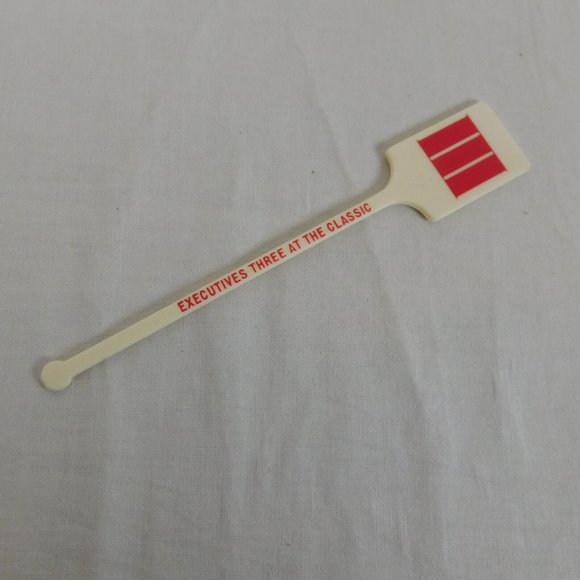 Executives Three at the Classic Set of 5 Swizzle Stir Sticks Off White Red Roman - Picture 8 of 11